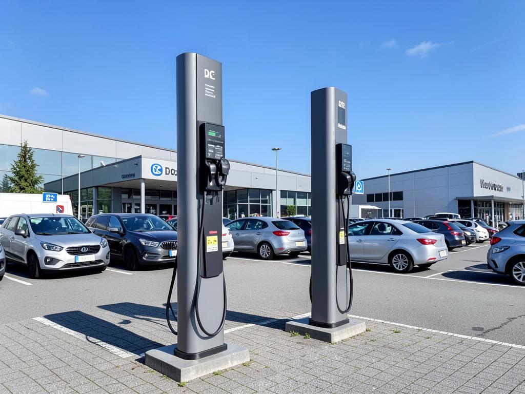 Ladesäulen auf einem Supermarkt-Parkplatz